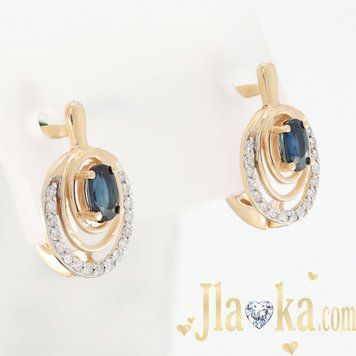 Золоті сережки із сапфірами та діамантами Тесса 93616 фото
