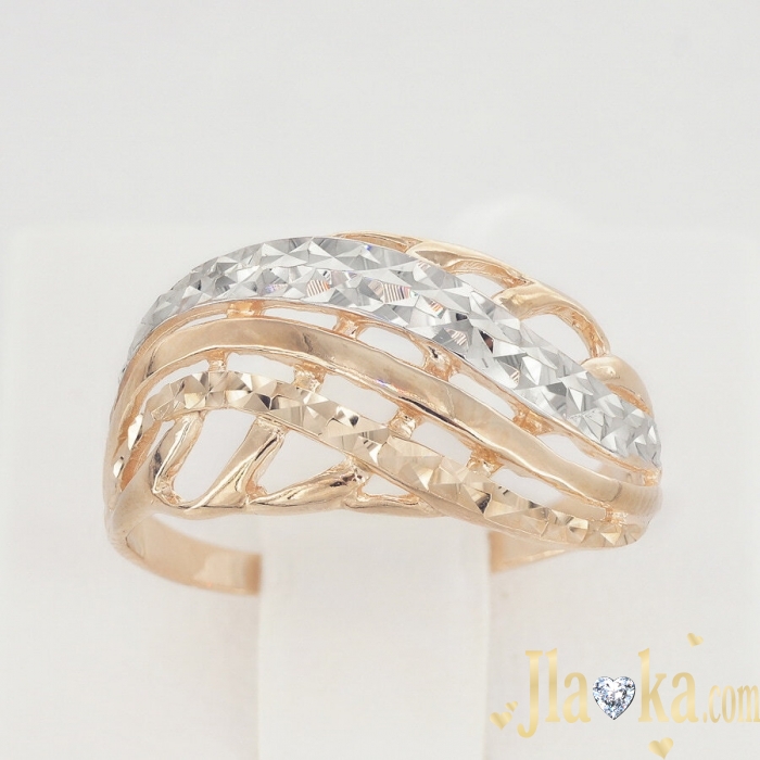 Золотое широкое кольцо с алмазной гранью Чалма, 116128
