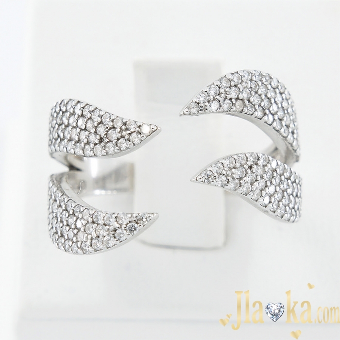 Серебряное родированное кольцо с фианитами Залина