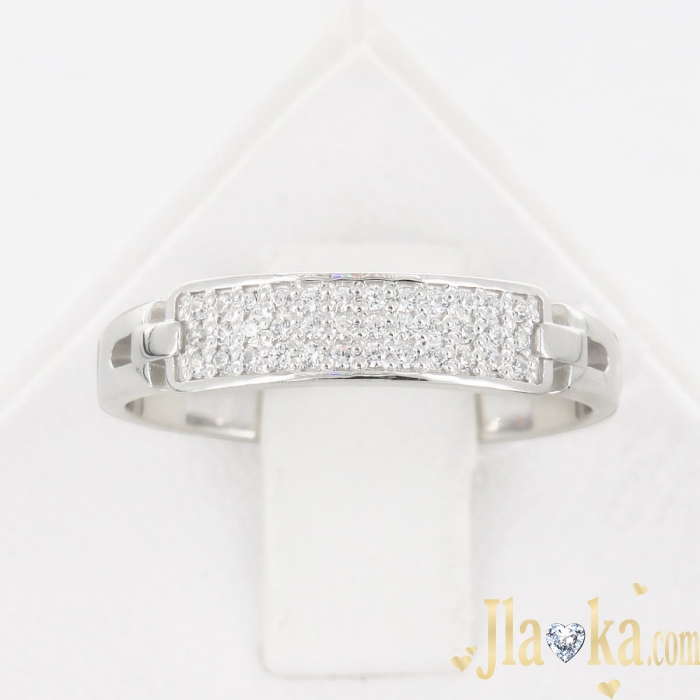 Серебряное родированное кольцо с фианитами Джодин