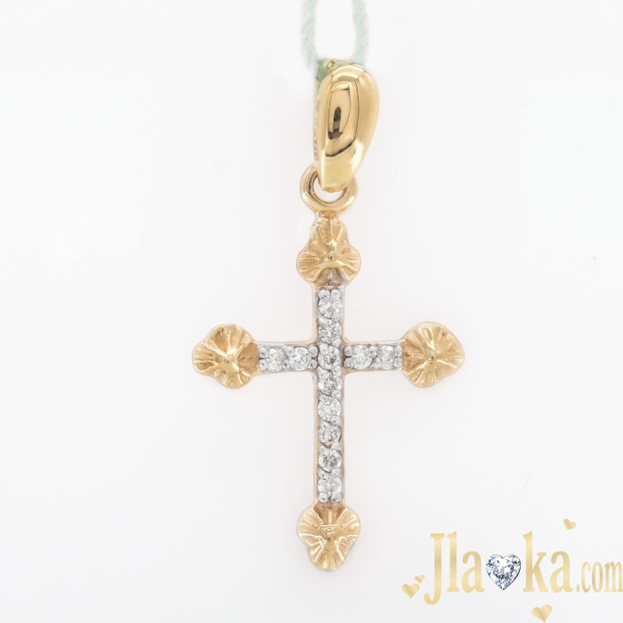 Золотой крестик из красного золота с бриллиантами Делис