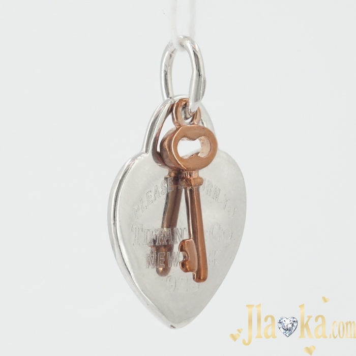 Серебряная подвеска в стиле Тиффани Сердце с ключиком