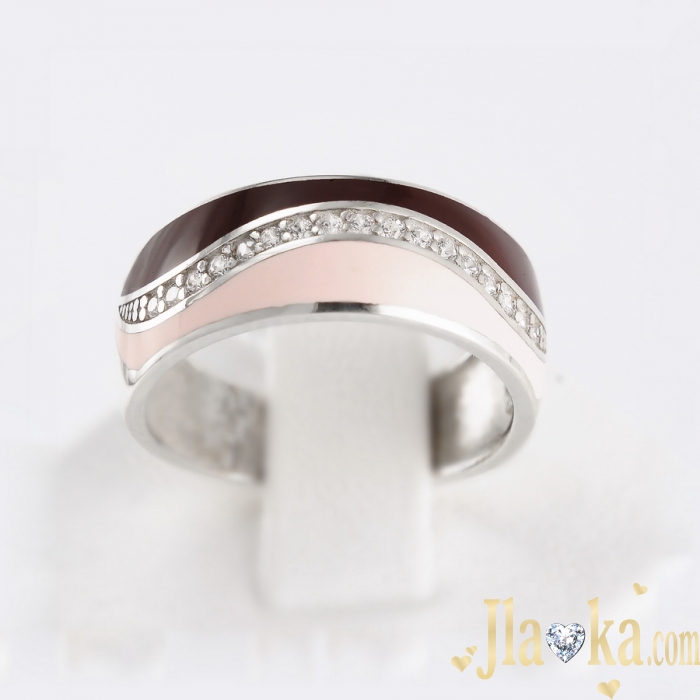 Серебряное кольцо с эмалью и фианитами Доминика