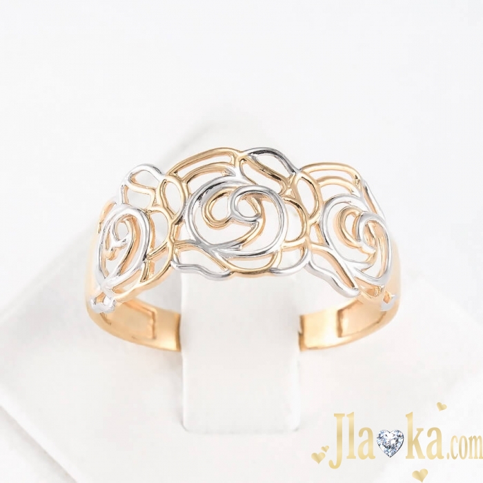 Золотое кольцо в комбинированном цвете Розалия
