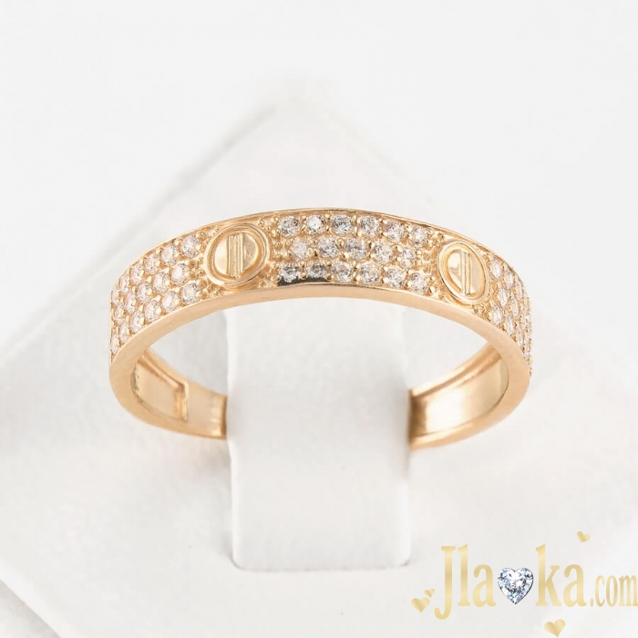 Золотое кольцо из красного золота с фианитами Бэйли