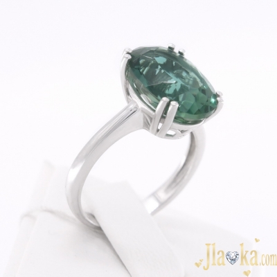 Серебряное кольцо с зеленым кварцем Вечность
