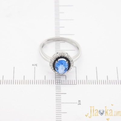 Серебряное кольцо с кварцем цвета танзанит и фианитами Пелагея