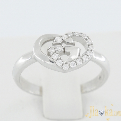 Серебряное кольцо с фианитами Влюбленность