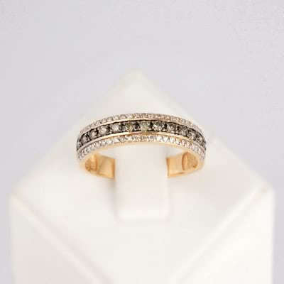 Золотое кольцо с коньячными бриллиантми Карин