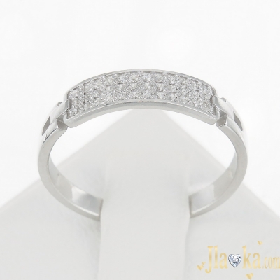 Серебряное родированное кольцо с фианитами Джодин