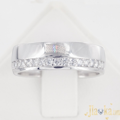 Серебряное родированное кольцо с фианитами Мэрит