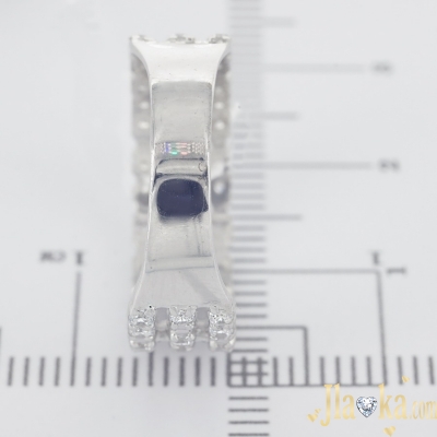 Серебряное родированное кольцо с фианитами Рикена