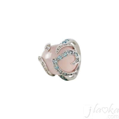 Золотое кольцо с розовым кварцем, топазами и бриллиантами Патрисия