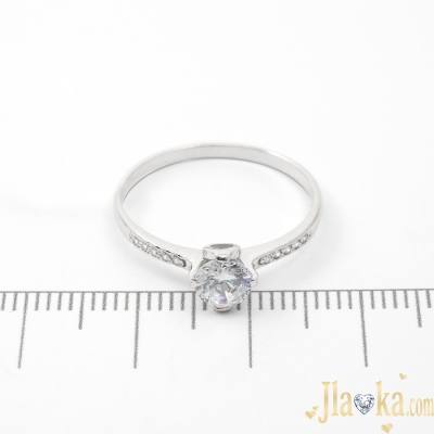 Серебряное родированное кольцо с фианитами Лада