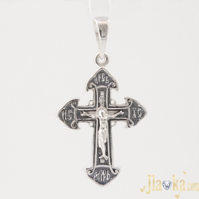 Срібний православний хрест із чорнінням і розп'яттям Спаситель