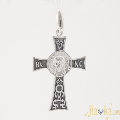 Серебряный крест с черненим и распятием Иисус