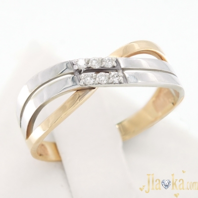 Золотое двухцветное кольцо с бриллиантами Моник