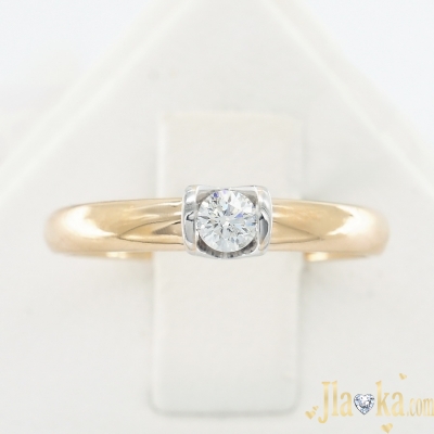Золотое кольцо из красного золота с бриллиантом Кейти