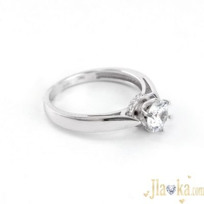 Серебряное родированное кольцо с фианитами Джулия