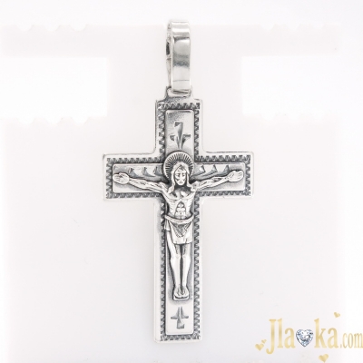 Серебряный православный крест с черненим и распятием