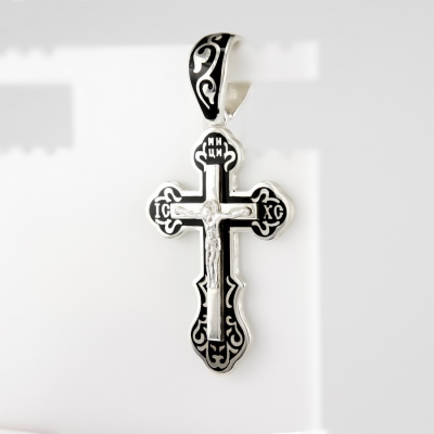 Серебряный православный крестик с эмалью 4,7г
