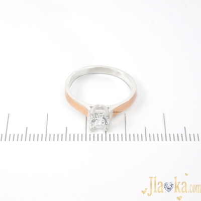 Серебряное кольцо с золотой вставкой и фианитом Ника