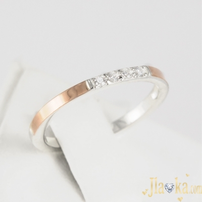Серебряное кольцо с золотой вставкой и фианитами Ксения