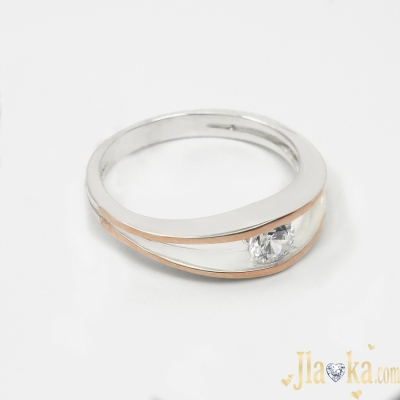 Серебряное кольцо с золотой вставкой и фианитом Лукия