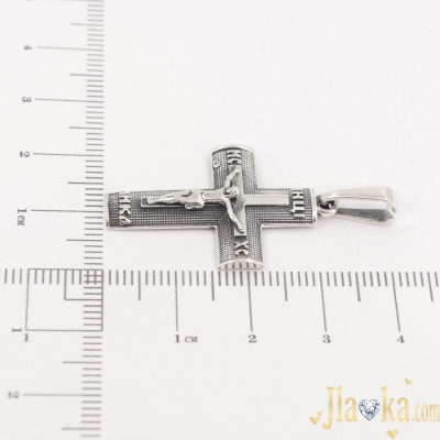 Серебряный православный крест с черненим и распятием Вера