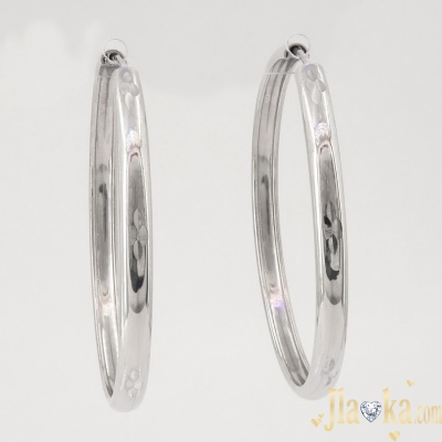 Серебряные широкие серьги-кольца с алмазной насечкой Делия
