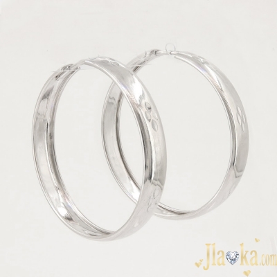 Серебряные широкие серьги-кольца с алмазной гранью Джени