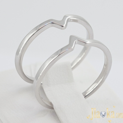 Серебряное родированное двойное кольцо Зигзаг
