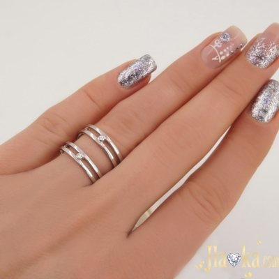 Серебряное двойное кольцо с фианитами Мэрилин