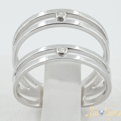 Серебряное двойное кольцо с фианитами Мэрилин