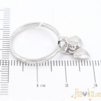 Серебряное кольцо с подвеской Два сердечка
