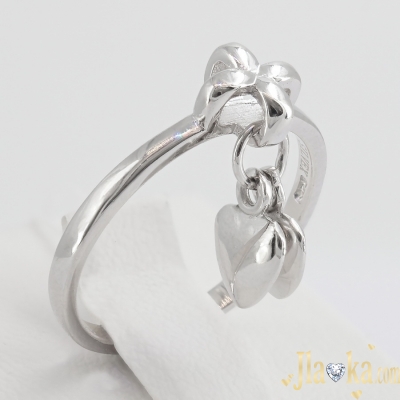 Серебряное кольцо с подвеской Два сердечка