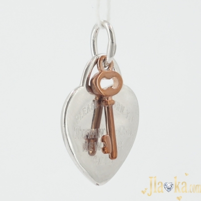 Серебряная подвеска в стиле Тиффани Сердце с ключиком