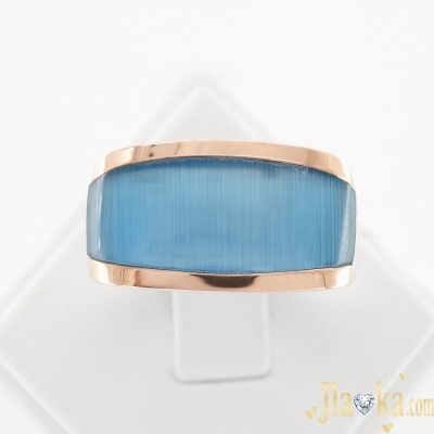 Серебряное кольцо с золотой накладкой и голубым улекситом Эмили