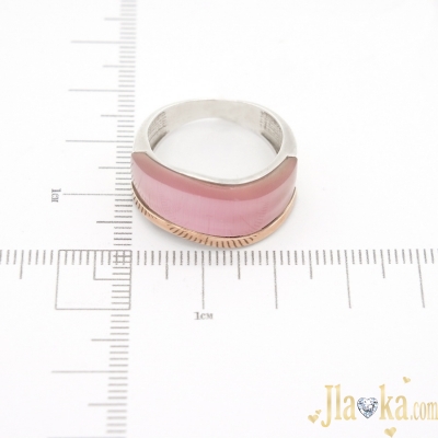 Серебряное кольцо с золотой накладкой и розовым улекситом Элиана