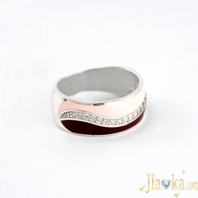 Серебряное кольцо с эмалью и фианитами Доминика