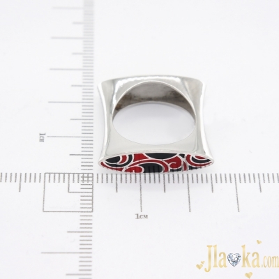 Серебряное квадратное кольцо с эмаллю Руфь