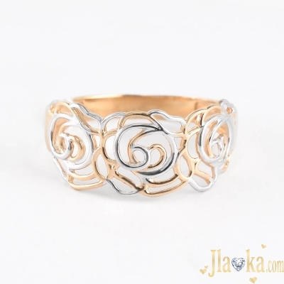 Золотое кольцо в комбинированном цвете Розалия