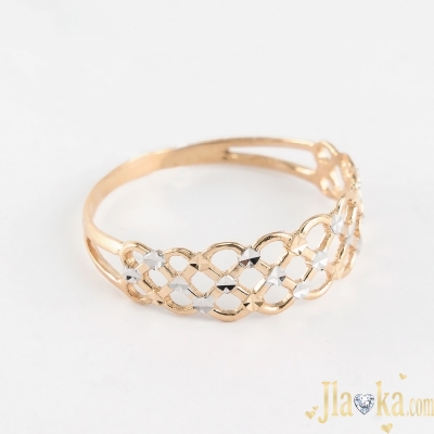 Золотое кольцо с алмазной гранью Сеточка