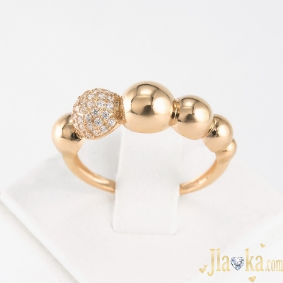Золотое кольцо из красного золота с фианитами Беатрис