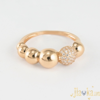 Золотое кольцо из красного золота с фианитами Беатрис