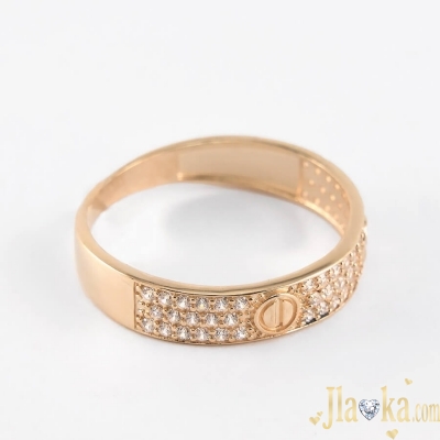 Золотое кольцо из красного золота с фианитами Бэйли