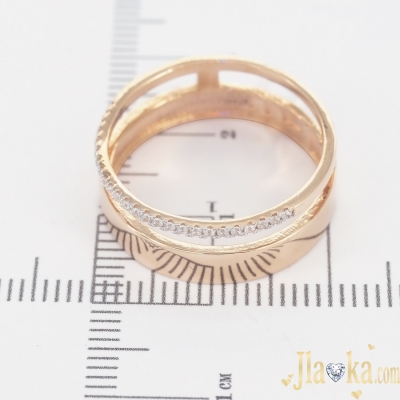 Золотое двойное кольцо с фианитами Адамина