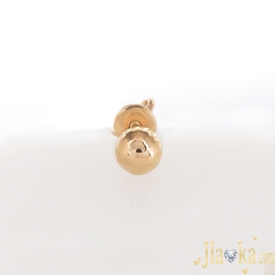 Золотая серьга-пусета в одно ухо с алмазной гранью Дани