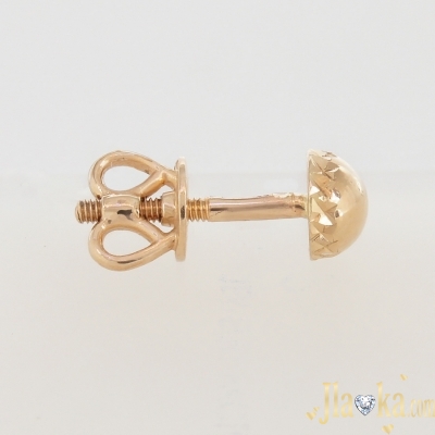 Золотая серьга-пусета в одно ухо с алмазной гранью Пин