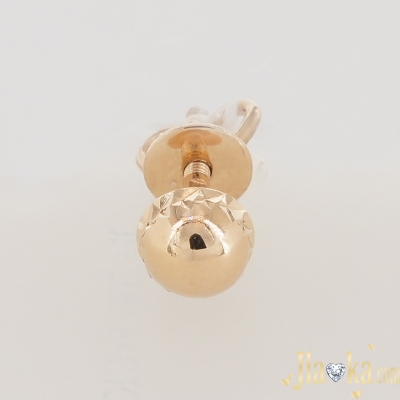 Золотая серьга-пусета в одно ухо с алмазной гранью Пин
